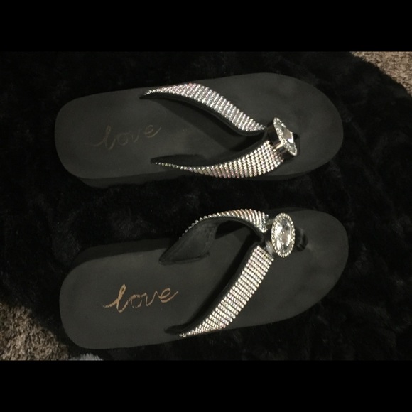 Cute sandals with rhinestones worn maybe 3 times - Picture 2 of 3